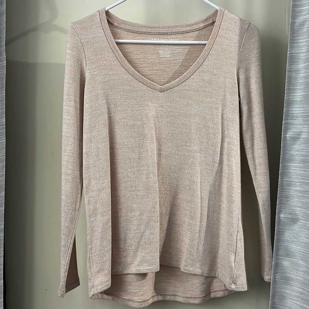American Eagle light pink plush long sleeve. Size small